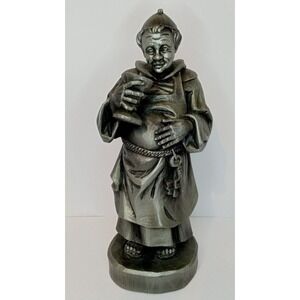 Vintage Handcrafted Pewter Monk Figurine Made in Germany Handarbeit 10.5" Tall